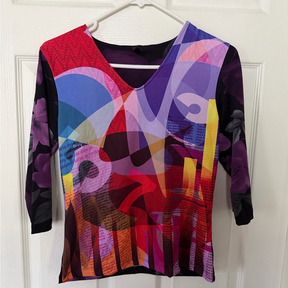Y2K abstract quarter sleeve blouse